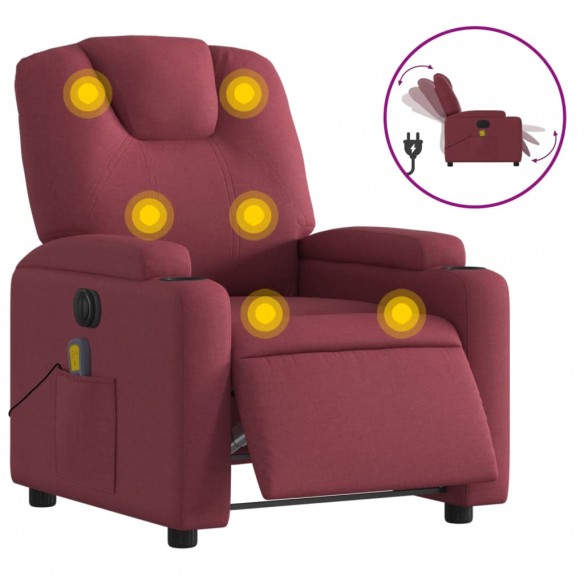 Fauteuil de massage inclinable électrique Rouge bordeaux Tissu