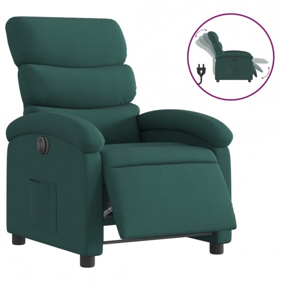 Fauteuil inclinable électrique Vert foncé Tissu