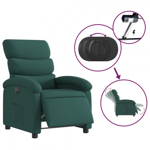 Fauteuil inclinable électrique Vert foncé Tissu