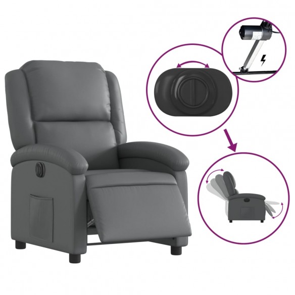 Fauteuil inclinable électrique Gris Similicuir