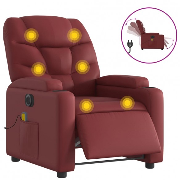 Fauteuil de massage inclinable électrique rouge bordeaux