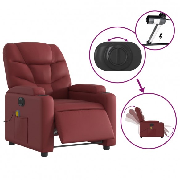 Fauteuil de massage inclinable électrique rouge bordeaux