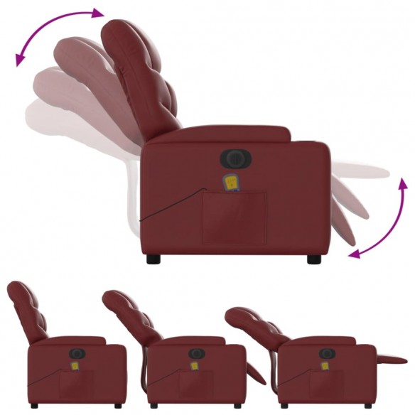 Fauteuil de massage inclinable électrique rouge bordeaux