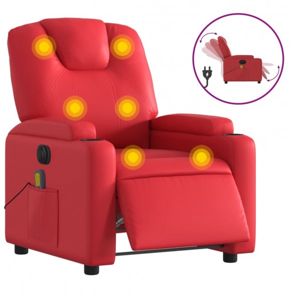 Fauteuil de massage inclinable électrique rouge similicuir