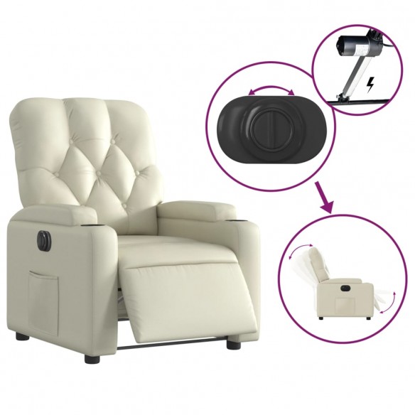 Fauteuil inclinable électrique Crème Similicuir