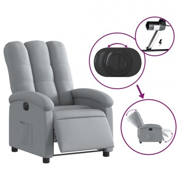 Fauteuil inclinable électrique Gris clair Tissu