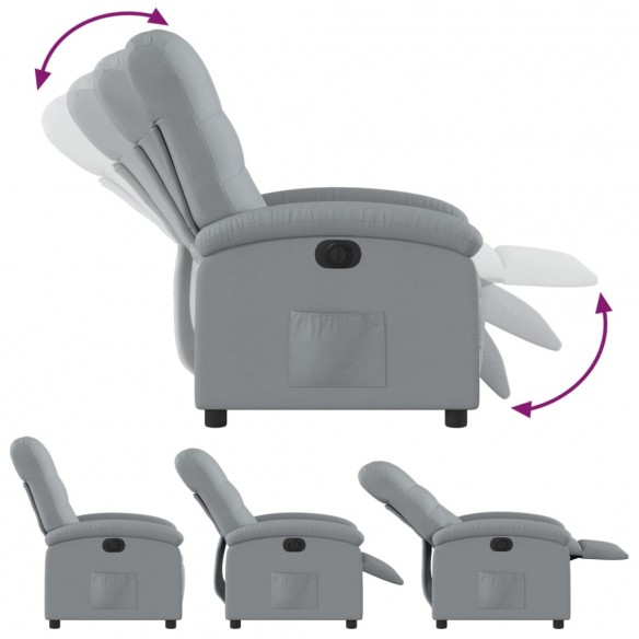 Fauteuil inclinable électrique Gris clair Tissu