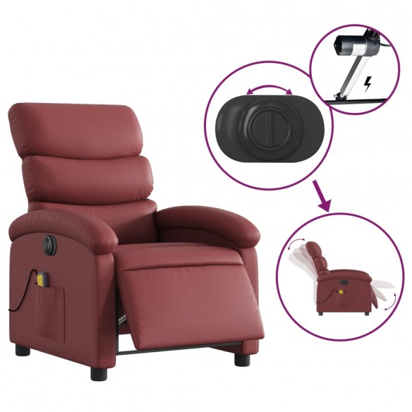 Fauteuil de massage inclinable électrique rouge bordeaux