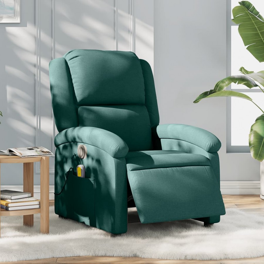 Fauteuil de massage inclinable électrique Vert foncé Tissu