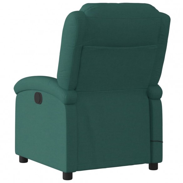 Fauteuil de massage inclinable électrique Vert foncé Tissu