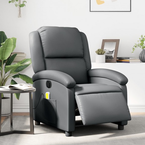 Fauteuil de massage inclinable électrique gris similicuir