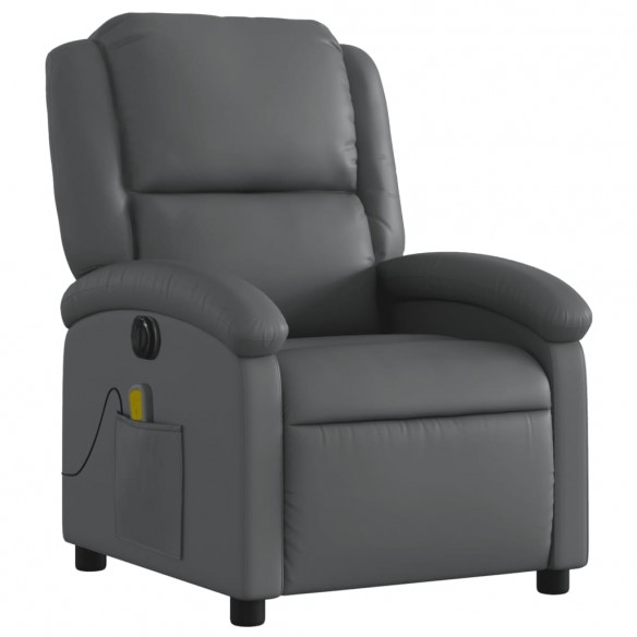 Fauteuil de massage inclinable électrique gris similicuir