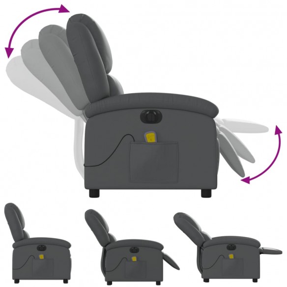 Fauteuil de massage inclinable électrique gris similicuir