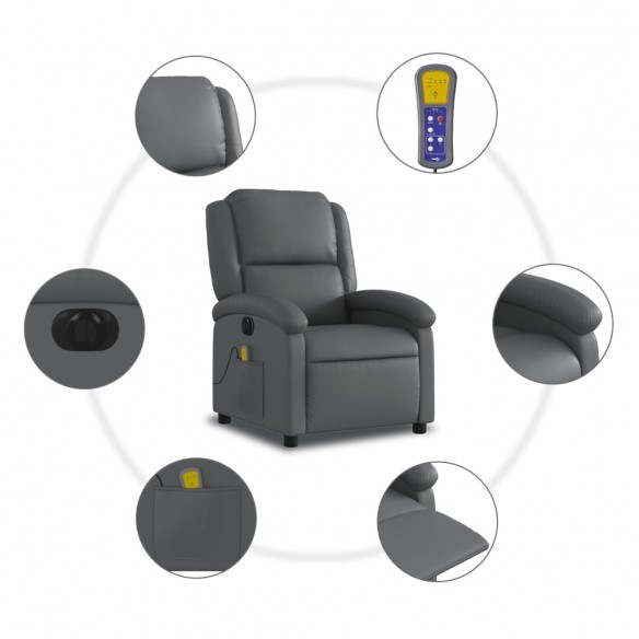 Fauteuil de massage inclinable électrique gris similicuir