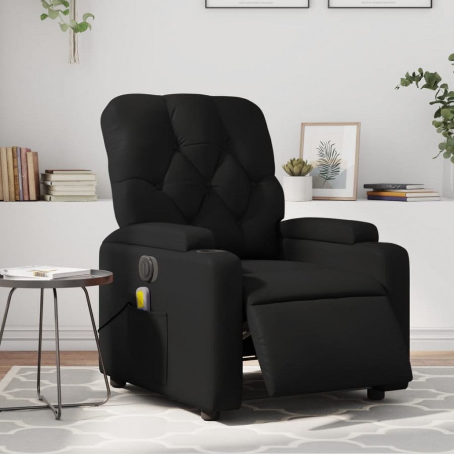 Fauteuil de massage inclinable électrique noir similicuir