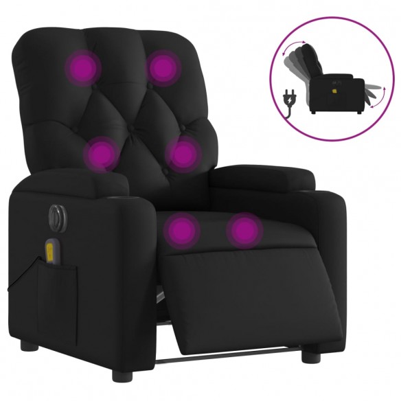 Fauteuil de massage inclinable électrique noir similicuir