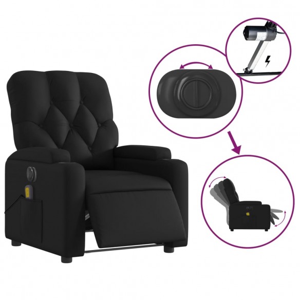 Fauteuil de massage inclinable électrique noir similicuir