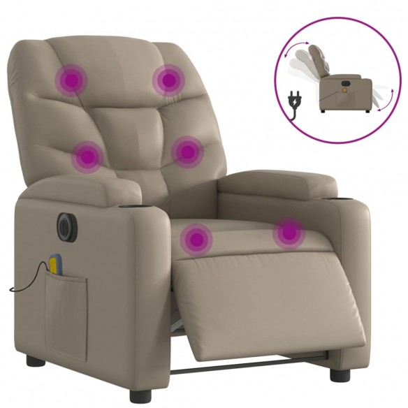 Fauteuil de massage inclinable électrique cappuccino similicuir