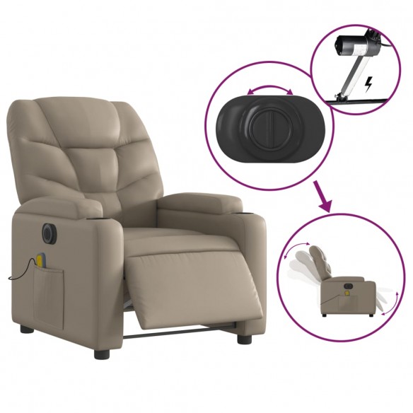 Fauteuil de massage inclinable électrique cappuccino similicuir