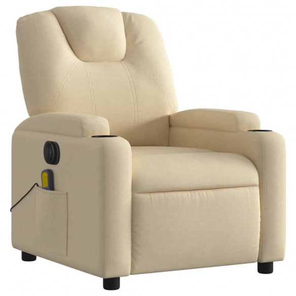 Fauteuil inclinable de massage électrique crème tissu