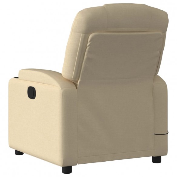 Fauteuil inclinable de massage électrique crème tissu