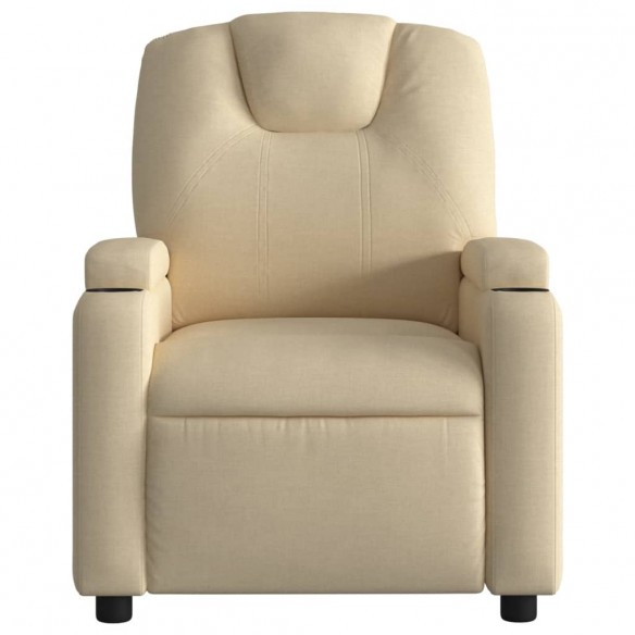 Fauteuil inclinable de massage électrique crème tissu