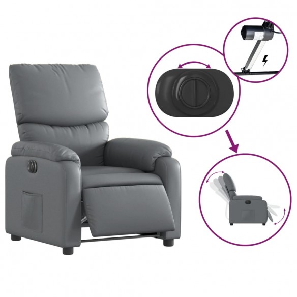 Fauteuil inclinable électrique Gris Similicuir