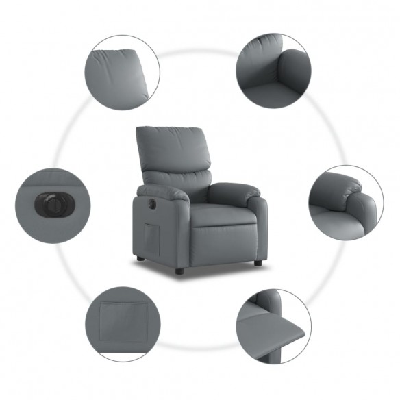 Fauteuil inclinable électrique Gris Similicuir