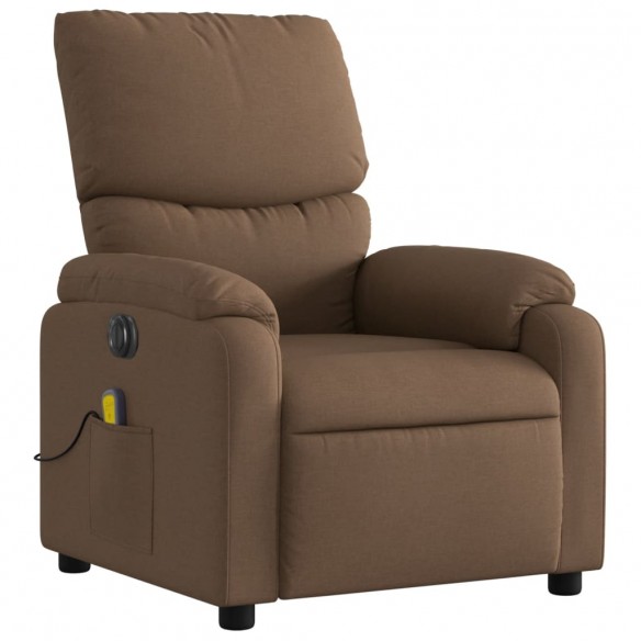 Fauteuil inclinable de massage électrique marron tissu