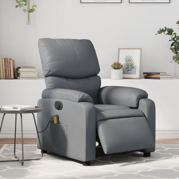 Fauteuil de massage inclinable électrique gris similicuir