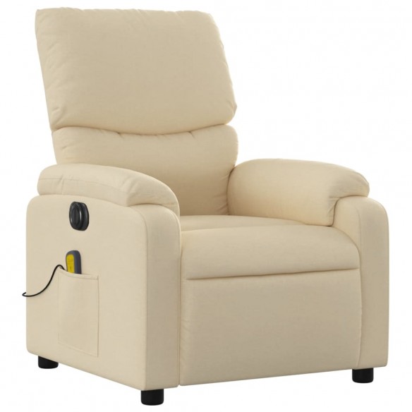 Fauteuil inclinable de massage électrique crème tissu