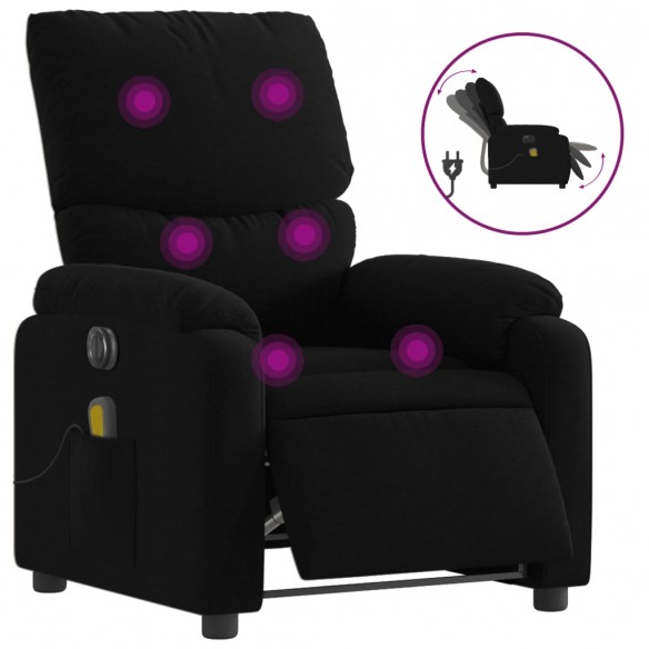 Fauteuil de massage inclinable électrique Noir Tissu