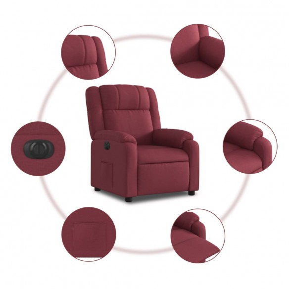 Fauteuil inclinable électrique Rouge bordeaux Tissu