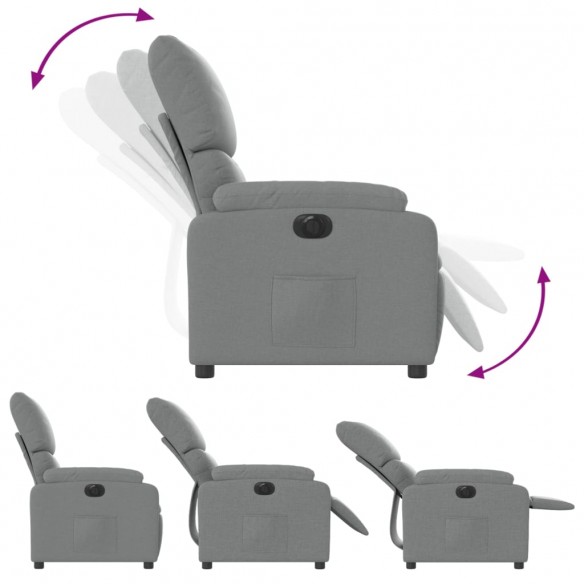 Fauteuil inclinable électrique Gris clair Tissu