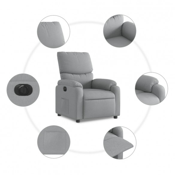 Fauteuil inclinable électrique Gris clair Tissu