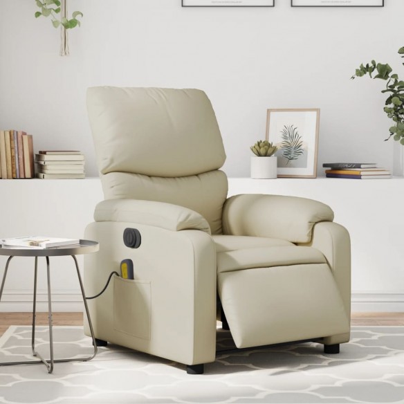 Fauteuil de massage inclinable électrique crème similicuir