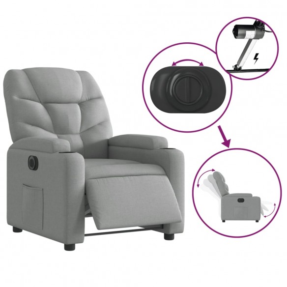 Fauteuil inclinable électrique Gris clair Tissu