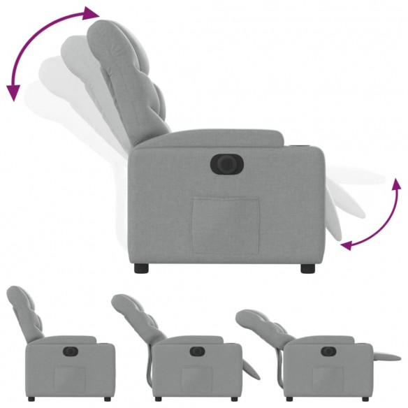 Fauteuil inclinable électrique Gris clair Tissu