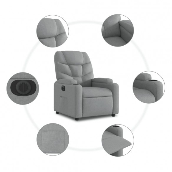 Fauteuil inclinable électrique Gris clair Tissu