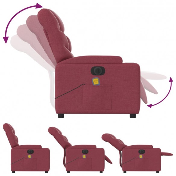 Fauteuil de massage inclinable électrique Rouge bordeaux Tissu