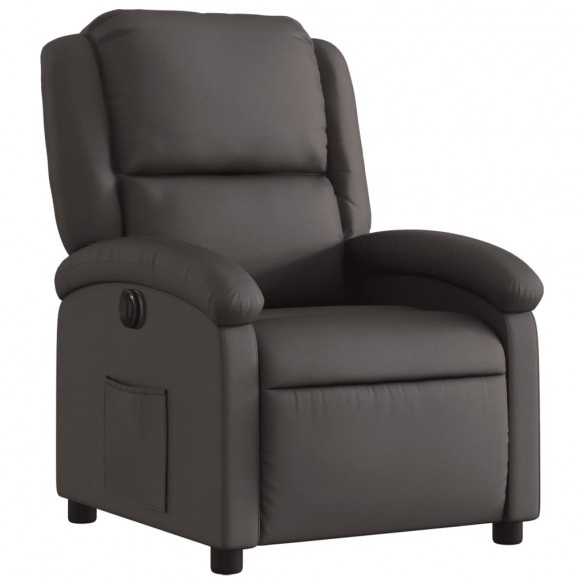 Fauteuil inclinable électrique marron foncé cuir véritable