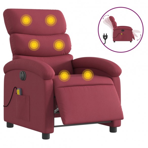 Fauteuil de massage inclinable électrique Rouge bordeaux Tissu