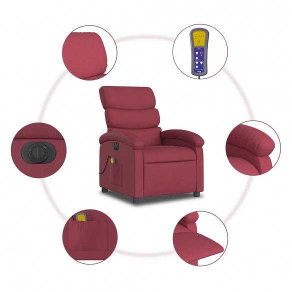 Fauteuil de massage inclinable électrique Rouge bordeaux Tissu