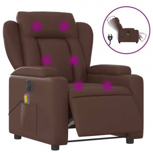 Fauteuil de massage inclinable électrique marron similicuir