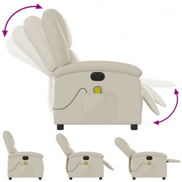 Fauteuil de massage inclinable électrique crème similicuir