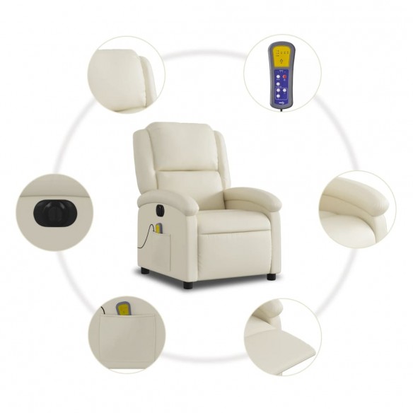 Fauteuil de massage inclinable électrique crème similicuir