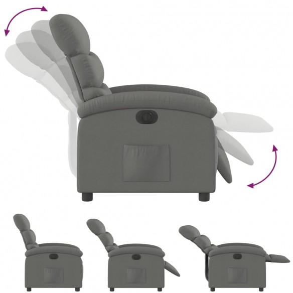 Fauteuil inclinable électrique Gris foncé Tissu