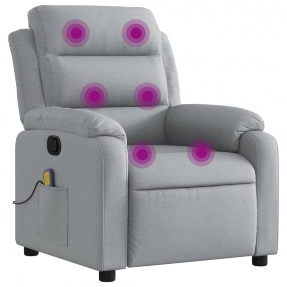 Fauteuil de massage inclinable Gris clair Tissu