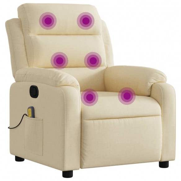 Fauteuil de massage inclinable Crème Tissu