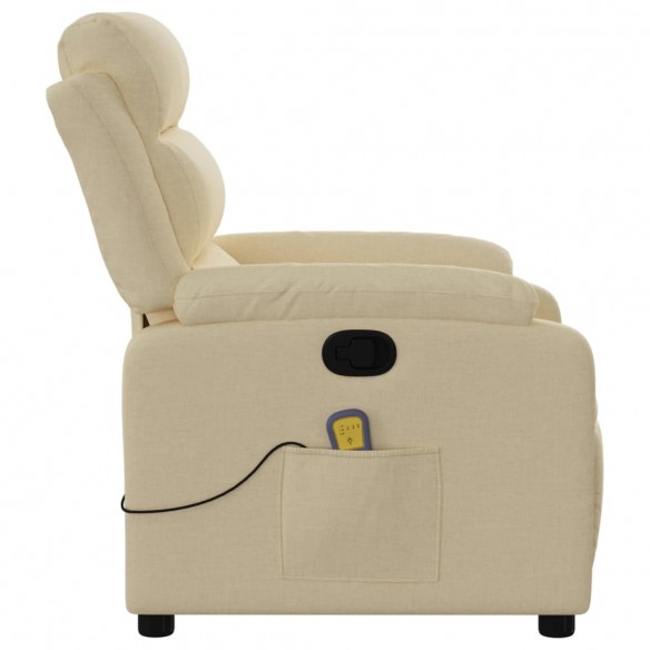 Fauteuil de massage inclinable Crème Tissu